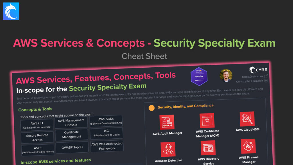 Banner image for blog post about AWS services, concepts and tools on the AWS Certified Security Specialty exam