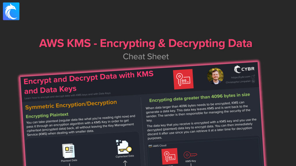 AWS KMS Encrypt and Decrypt with KMS Keys and Data Keys Cheat Sheet blog post